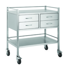STAINLESS TROLLEY 4 DRAW 2 OVER 2 WIDE